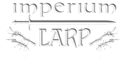 Logo em letras brancas escrito Imperium LARP
